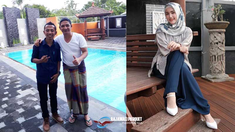 Pemasangan Decking kayu Samping Kolam kediaman Pasha Ungu