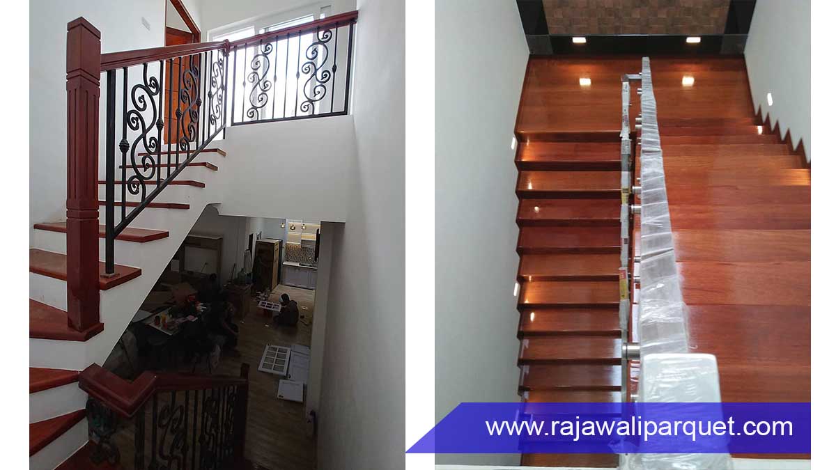 Model Tangga rumah kayu Minimalis