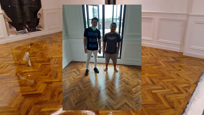 lantai kayu herringbone