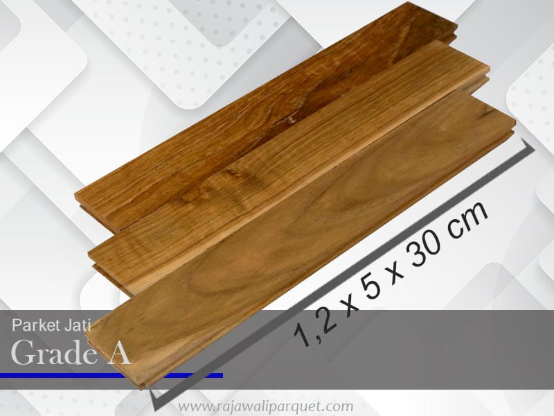 Lantai kayu Jati Grade A panjang 30 cm
