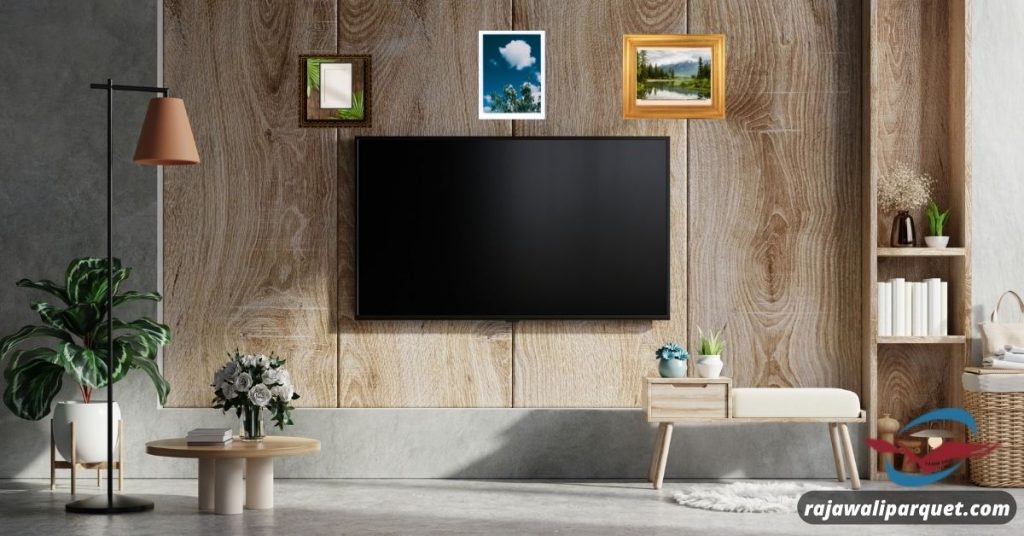 Desain ruang TV Minimalis yang Dipercantik Bingkai Foto