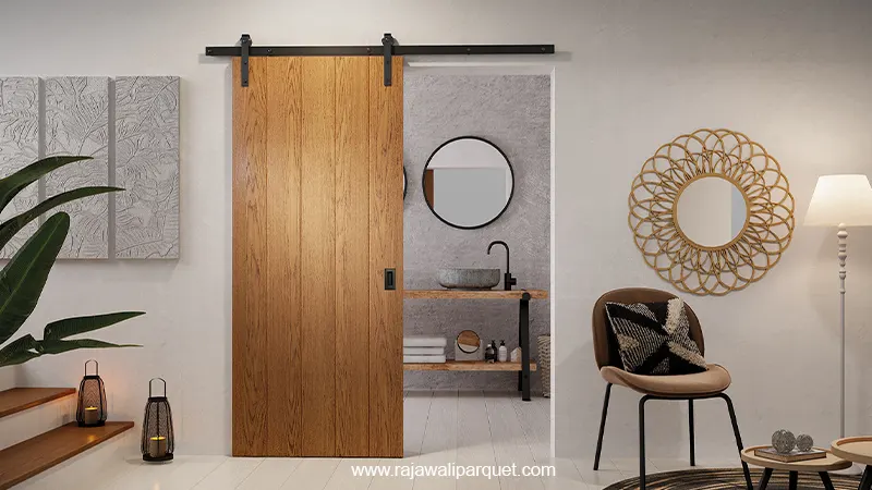 rajawali parquet pintu geser hemat ruang